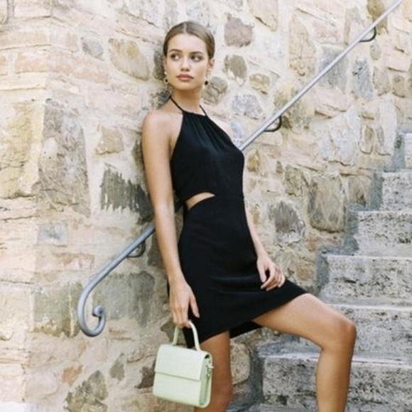 With Jean Black Gia  Style Halter Mini Dress Size M - Picture 16 of 16